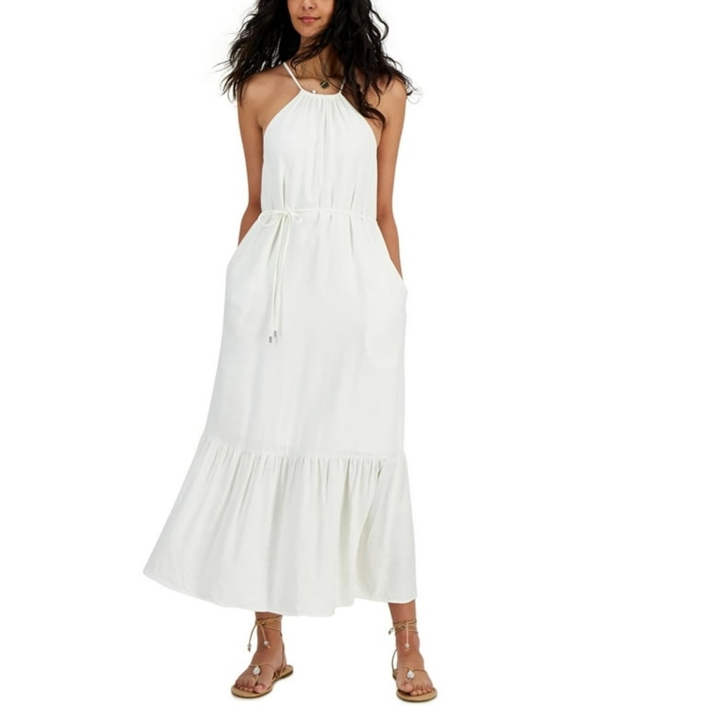 Banana Republic Elegant White Halter Maxi Dress